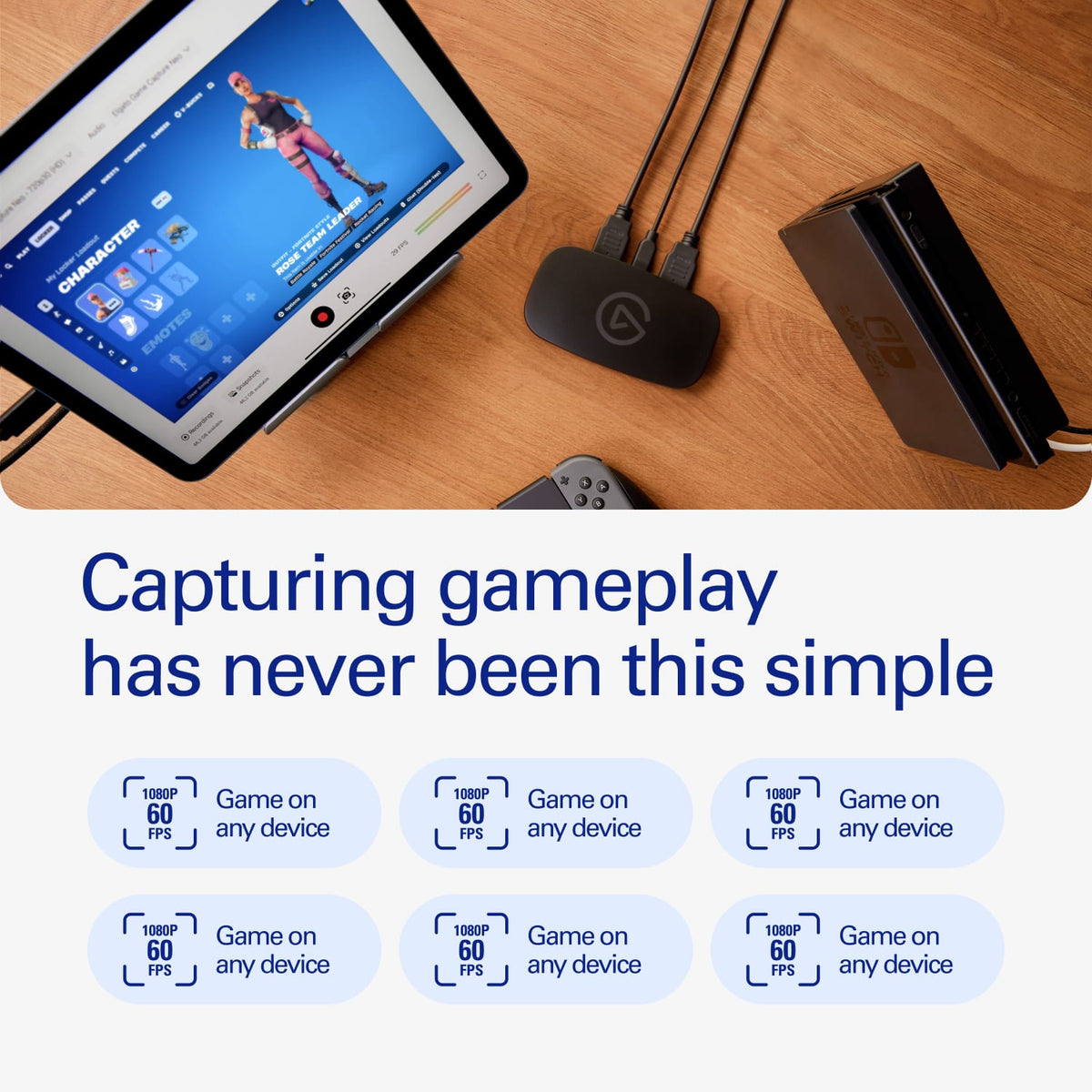 Elgato - Game Capture Neo - 4K60 HDR Passthrough, 1080p60 Capture – For Nintendo Switch 2/PS4/PS5/Xbox/PC/Mac/iOS - Black