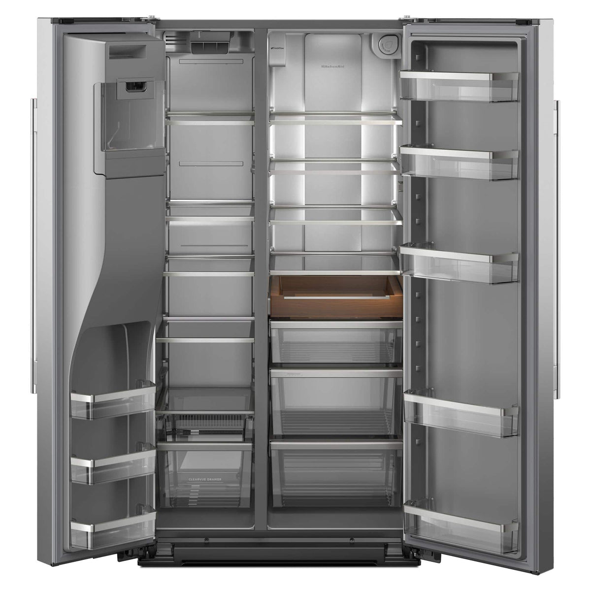 KitchenAid - 36 in. Wide 28.7 cu. ft. Side-by-Side Refrigerator with Panoramic LED Lighting - Stainless Steel