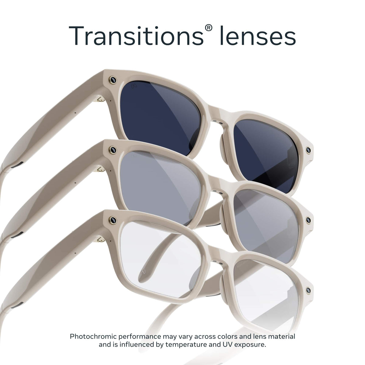 Meta - Adventurer - AI Glasses - Smart Features like 12MP Camera, Live Translate- 8+ Hour Battery - Transitions Sapphire Lenses - Linen