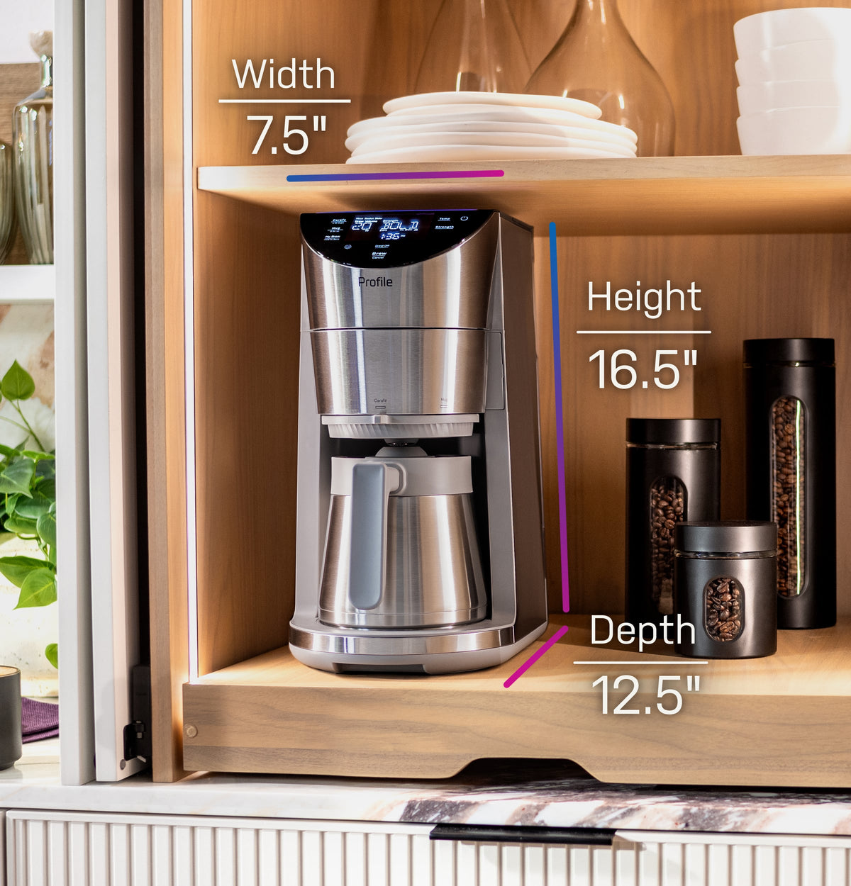 GE Profile - Grind and Brew 10-Cup and Single Serve Brewer with 6 Option Adjustable Burr Grinder - Carbon Black