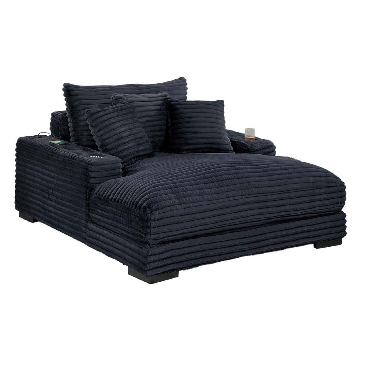 Chaise longue con 2 portavasos y puertos USB