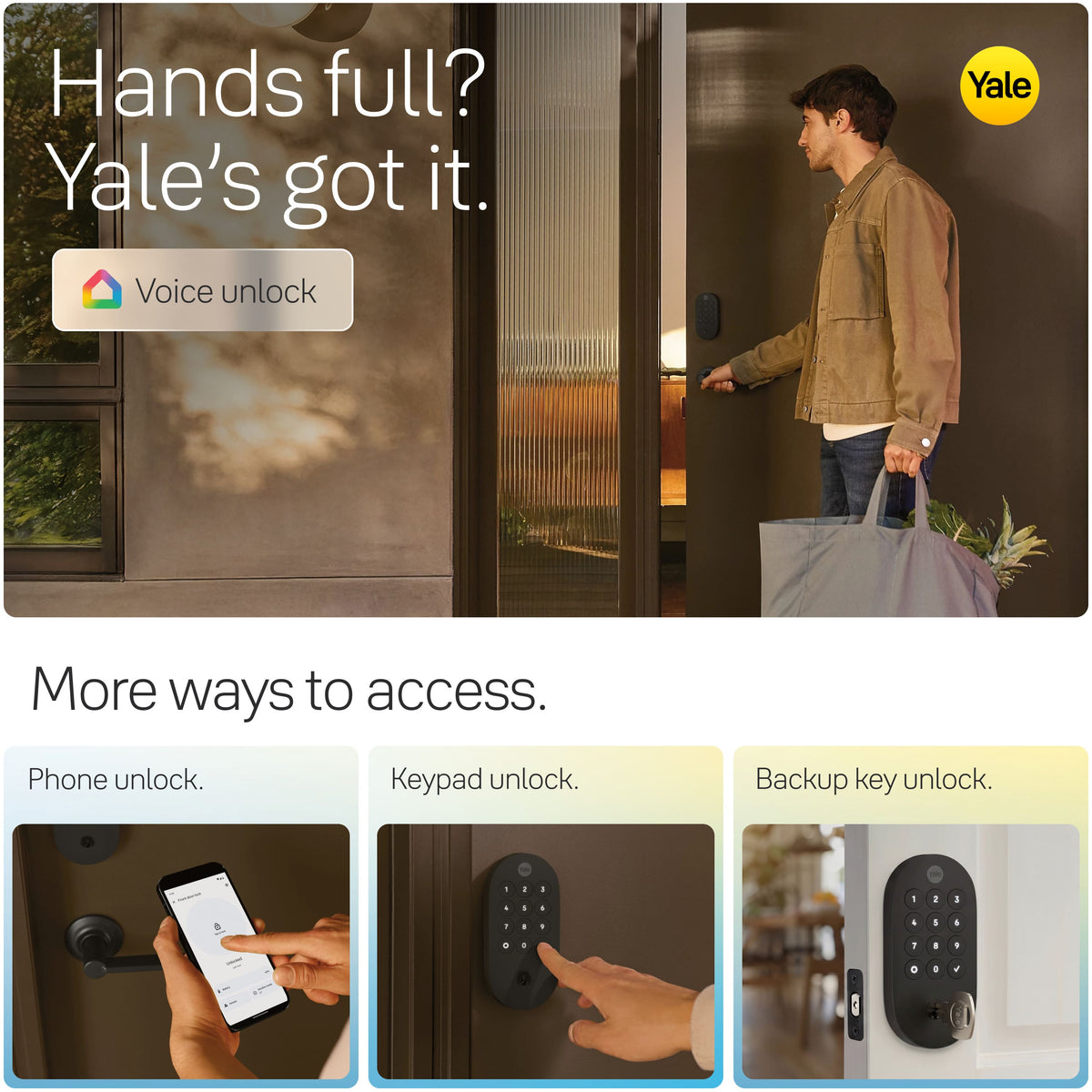 Yale - Smart Lock with Matter, Designed for Google Home; Electronic Deadbolt with Pushbutton Keypad - Snow