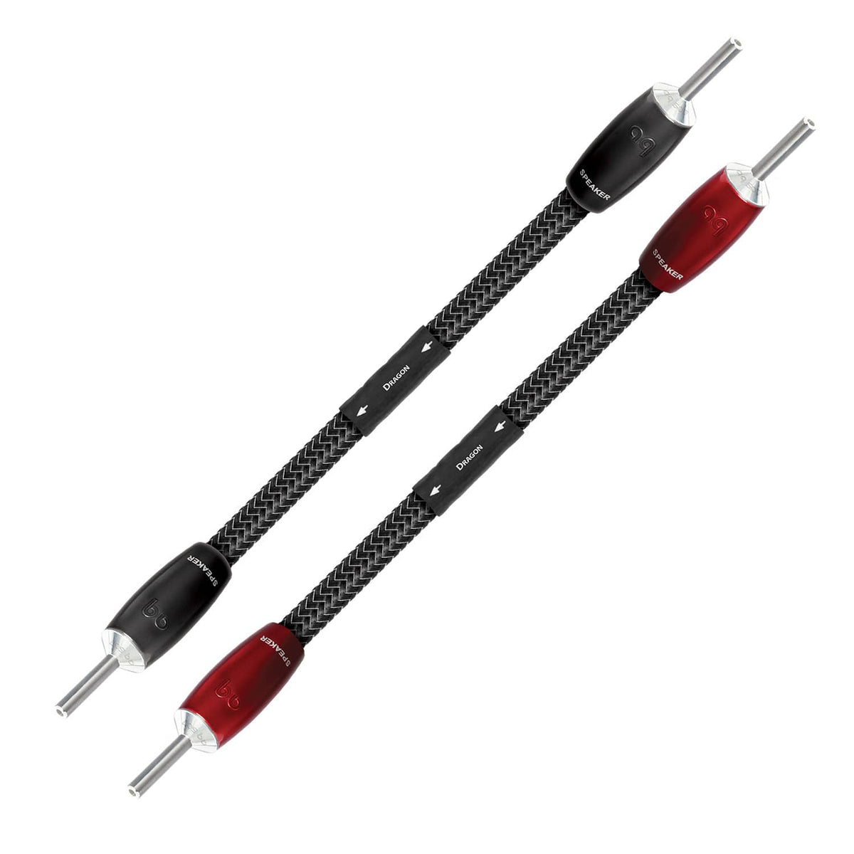 AudioQuest - Dragon BiWire Jumpers 0.7' w/ 1000 Series Connectors with Banana to Banana Connectors - Black on Black