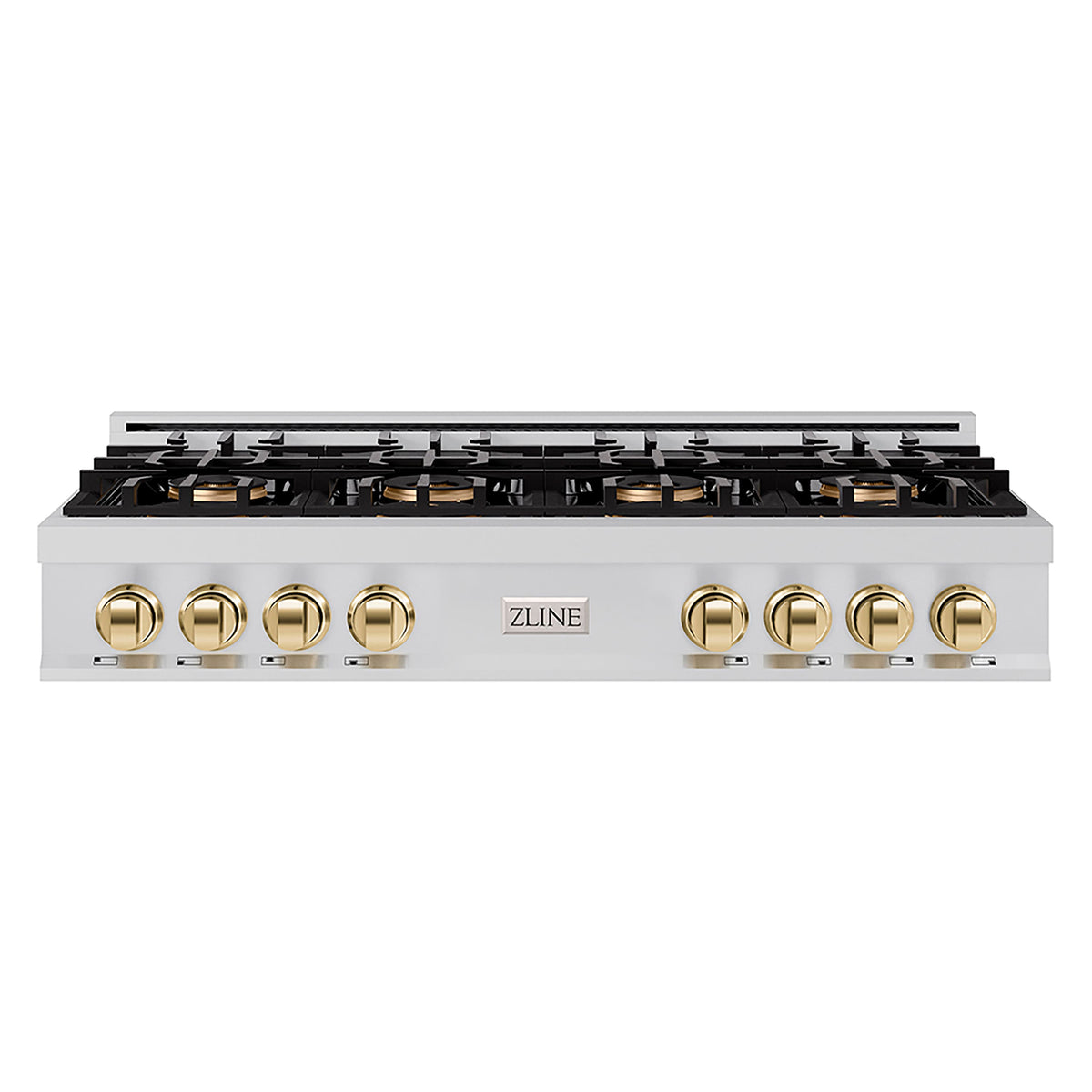 ZLINE - 48 in. Wide 8 Burner Autograph  Classic Rangetop with DuoPro Burners and Gold Accents (PCRTZ-48-G) - Stainless Steel