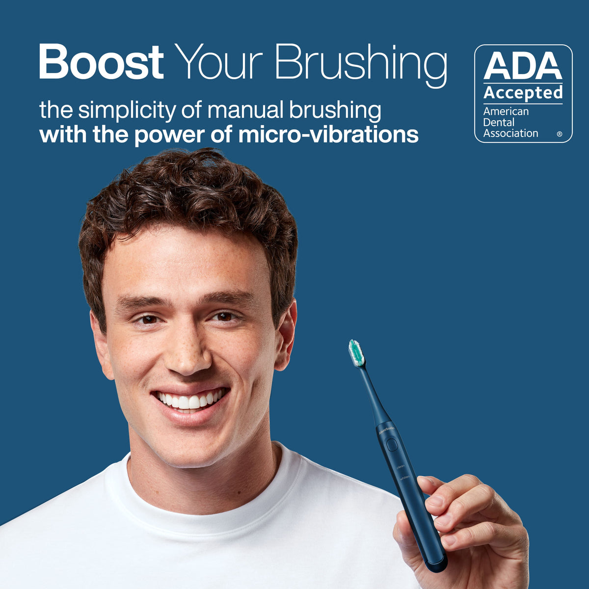 AquaSonic - Icon ADA-Accepted Rechargeable Toothbrush- Magnetic Holder & Slim Travel Case - 2 Brushing Modes & Smart Timers - Navy