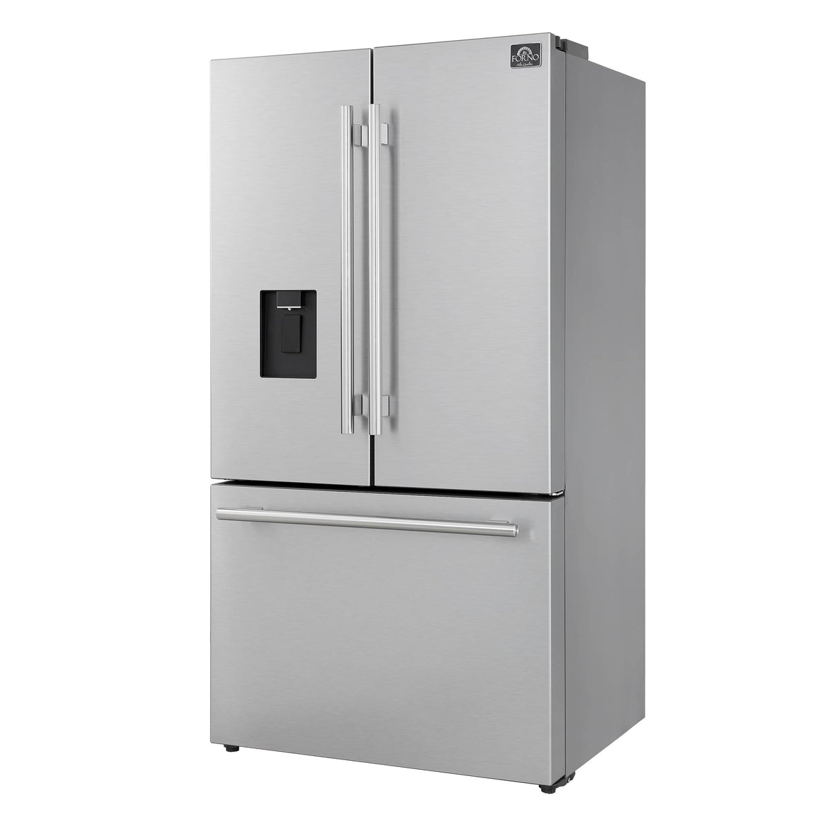 Forno Appliances - 36 in. Wide Aosta 22.4 Cu. Ft. French Door Refrigerator with Automatic Ice Maker - Stainless Steel