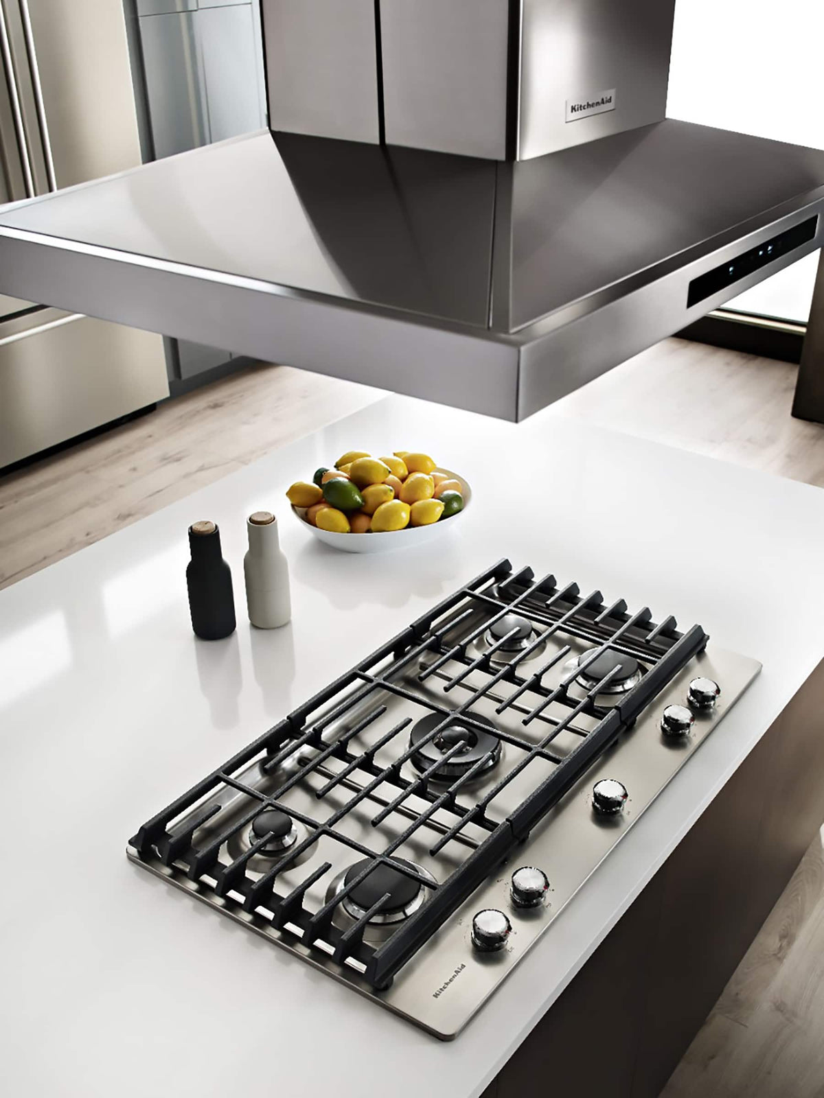 KitchenAid - 30 in. Wide 5 burners Built-In Gas Cooktop - Stainless Steel