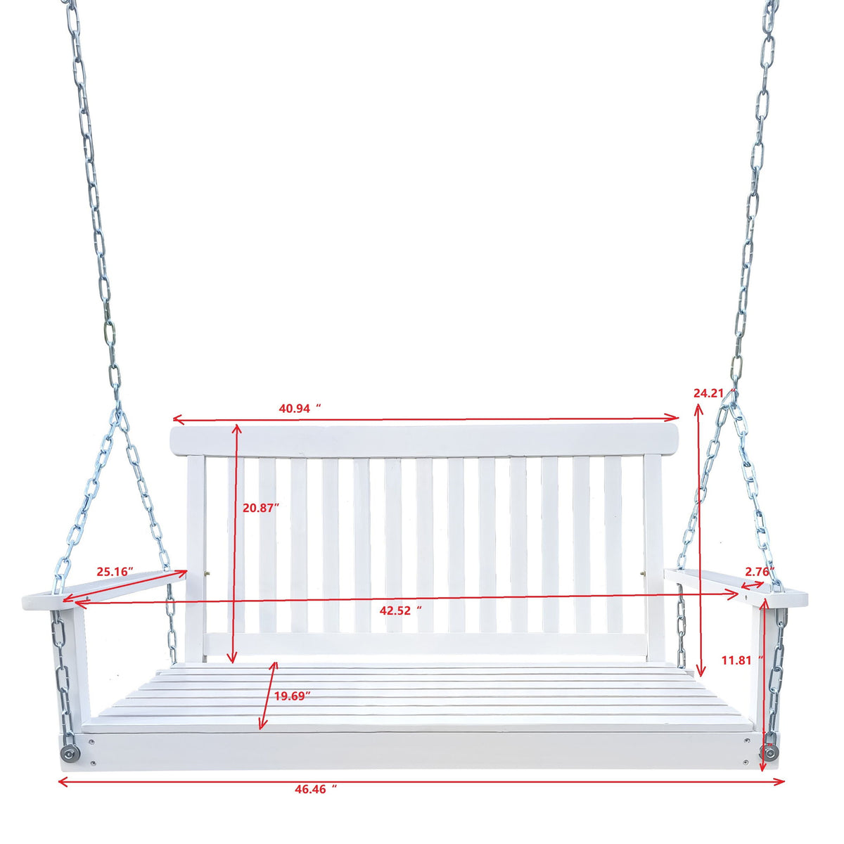 Columpio de Porche Delantero con Reposabrazos para Patio Exterior, Jardín, Patio Trasero o Solárium