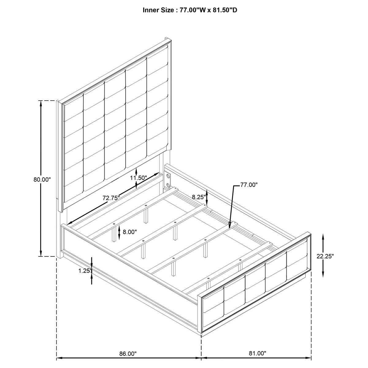 Cama con paneles tapizados Prescott