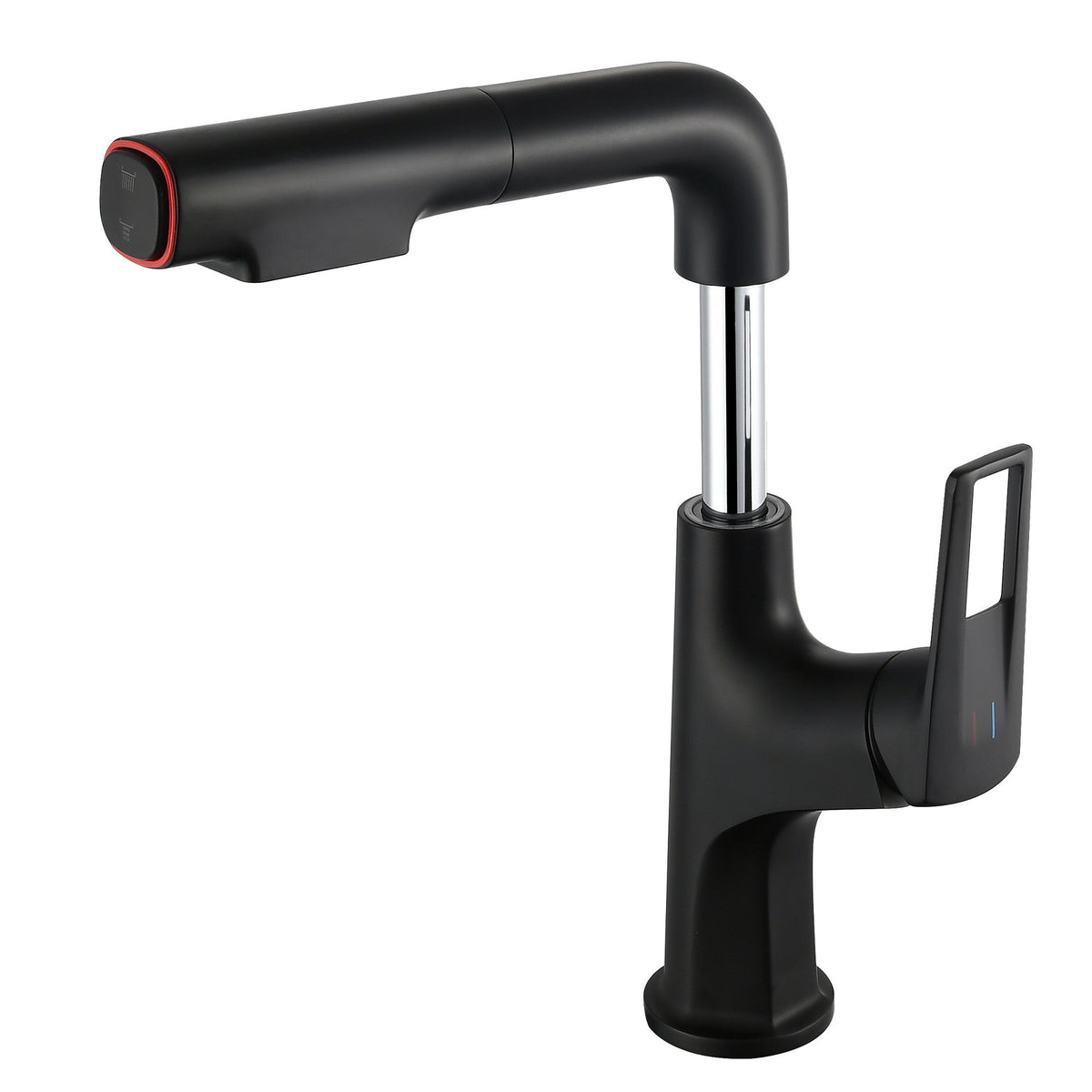 Pull Down Vessel Faucet With Lift Spout & Dual Spray Modes