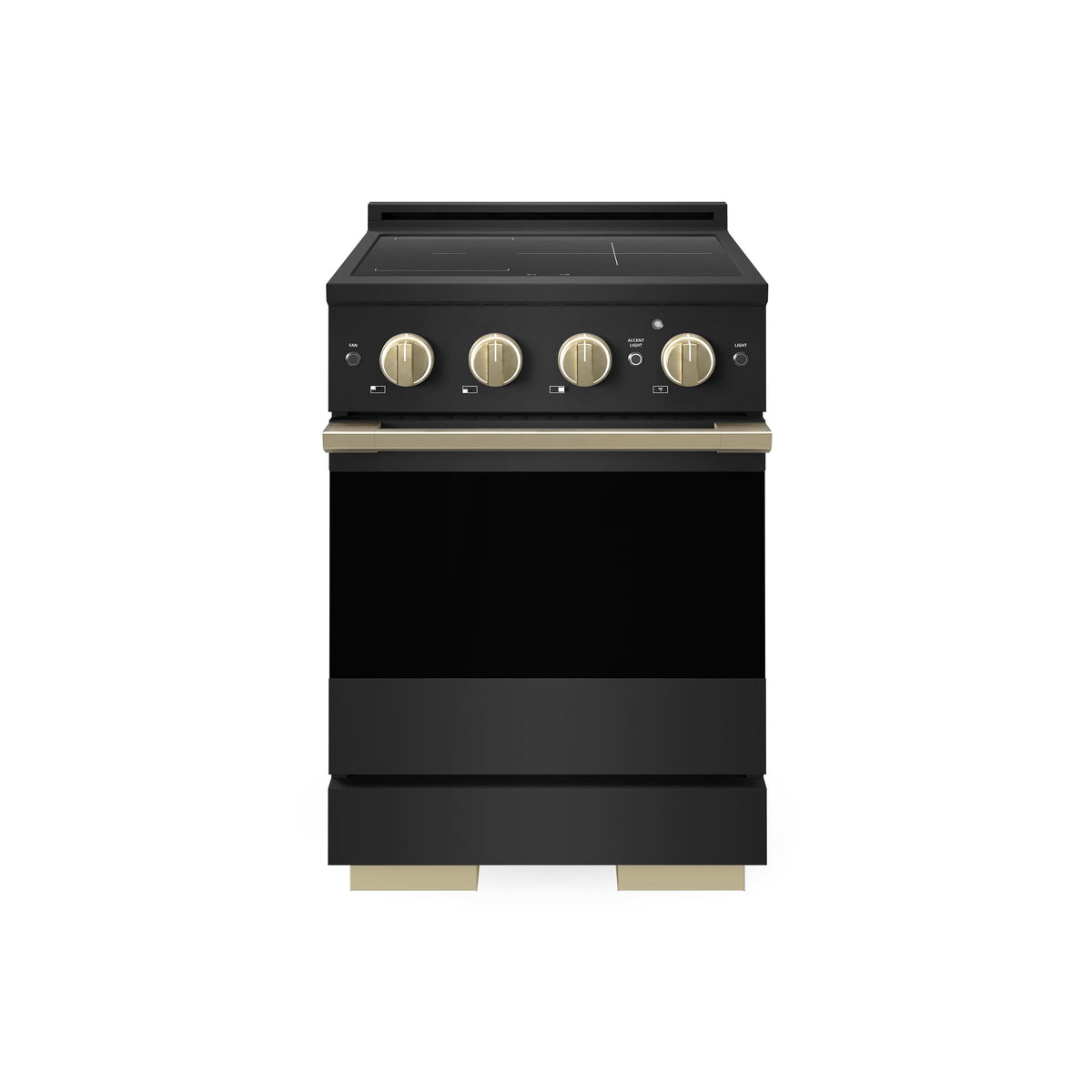 ZLINE - Autograph 24 in. 3.2 cu. ft. Marino Freestanding Induction Range with 3 Burners in Black Steel with Bronze Accents - Black Stainless Steel