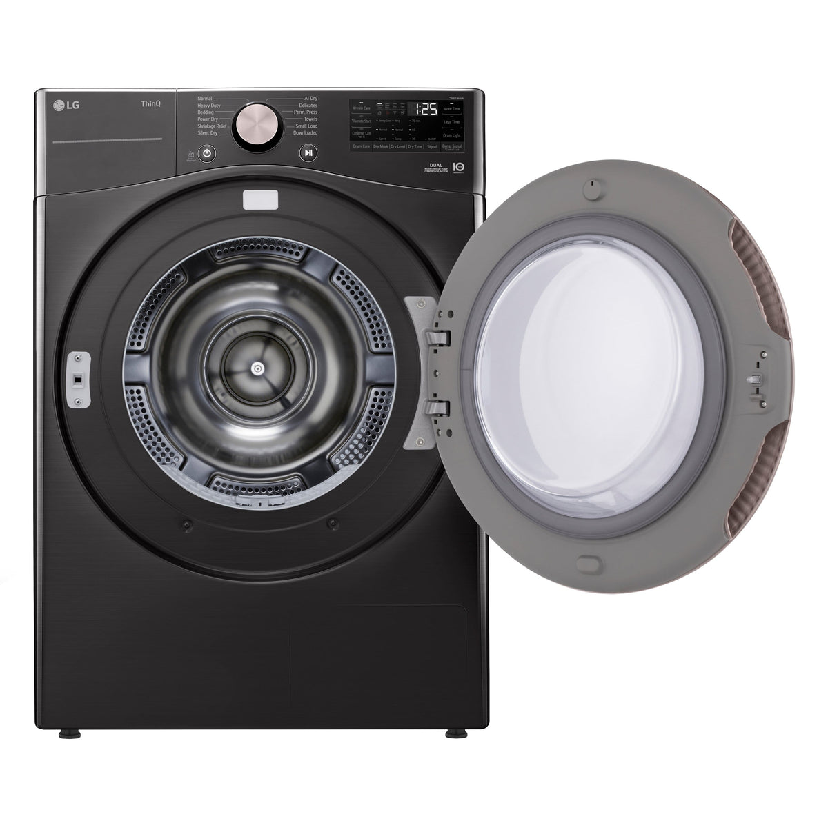 LG - 7.8 Cu. Ft. Stackable Smart Electric Dryer with Dual Inverter HeatPump Technology - Black Steel