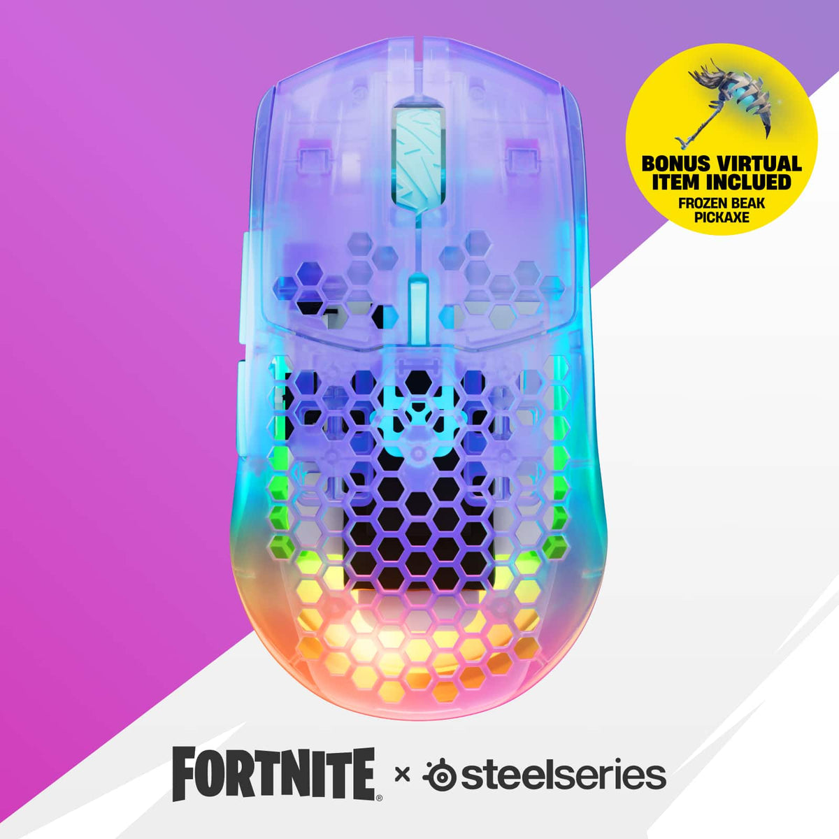 SteelSeries - Aerox 3 Wireless Gen 2 RGB 26K Optical Gaming Mouse with AquaBarrier Protection - Dual 2.4GHz/Bluetooth for PC/Mac - Wireless - Fortnite Storm Edition Multicolor