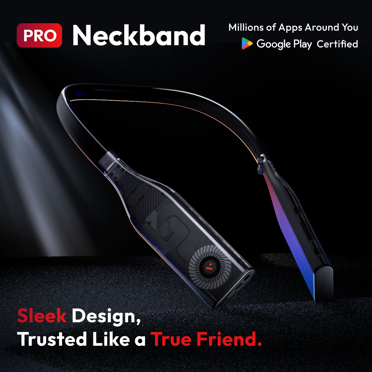 VITURE - Pro Neckband - Multi-screen/3DoF/Smooth Follow/Ambient Mode, 3D Player, AI Assistant - 8GB+128GB - Black
