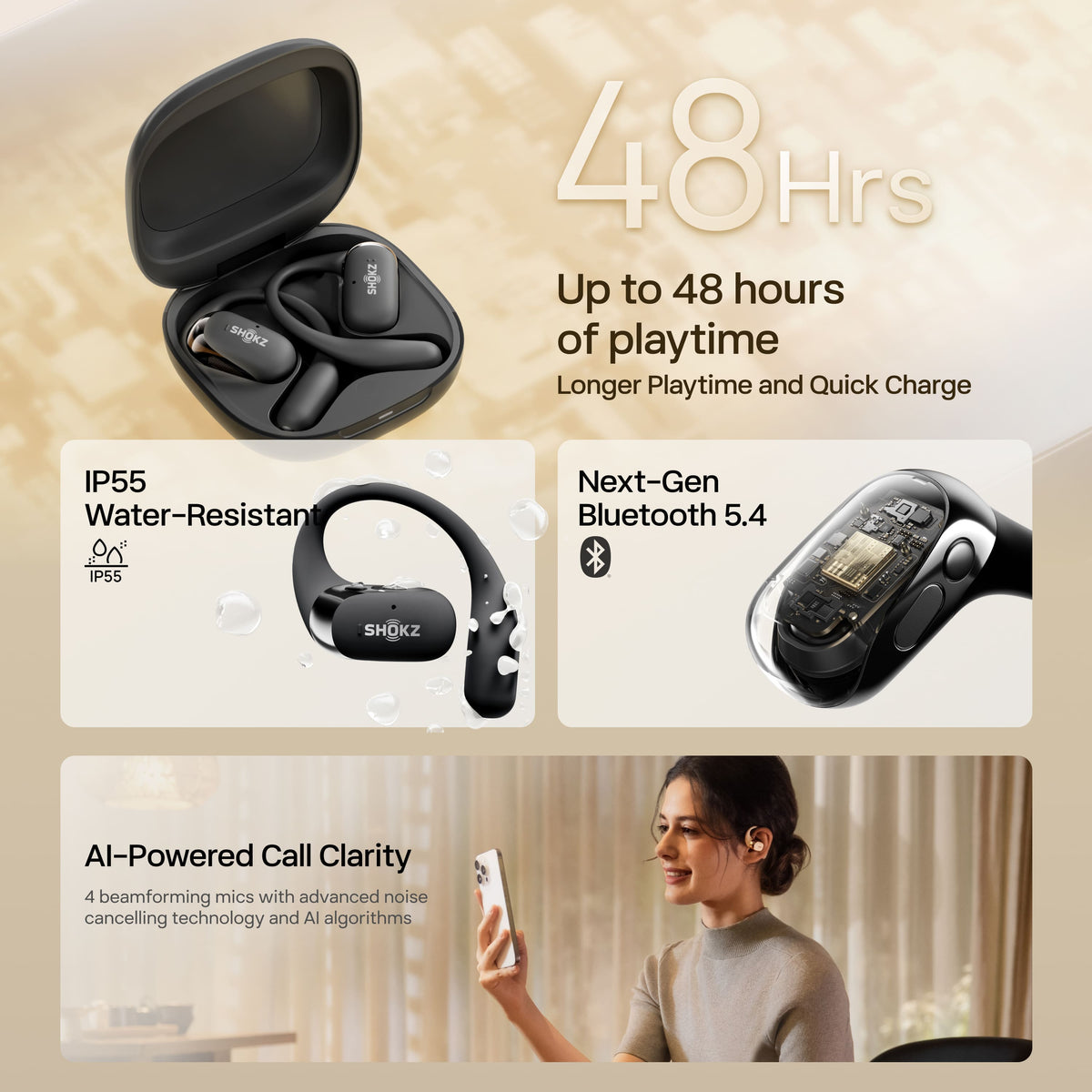 Shokz - OpenFit 2 Open-Ear True Wireless Earbuds - Black