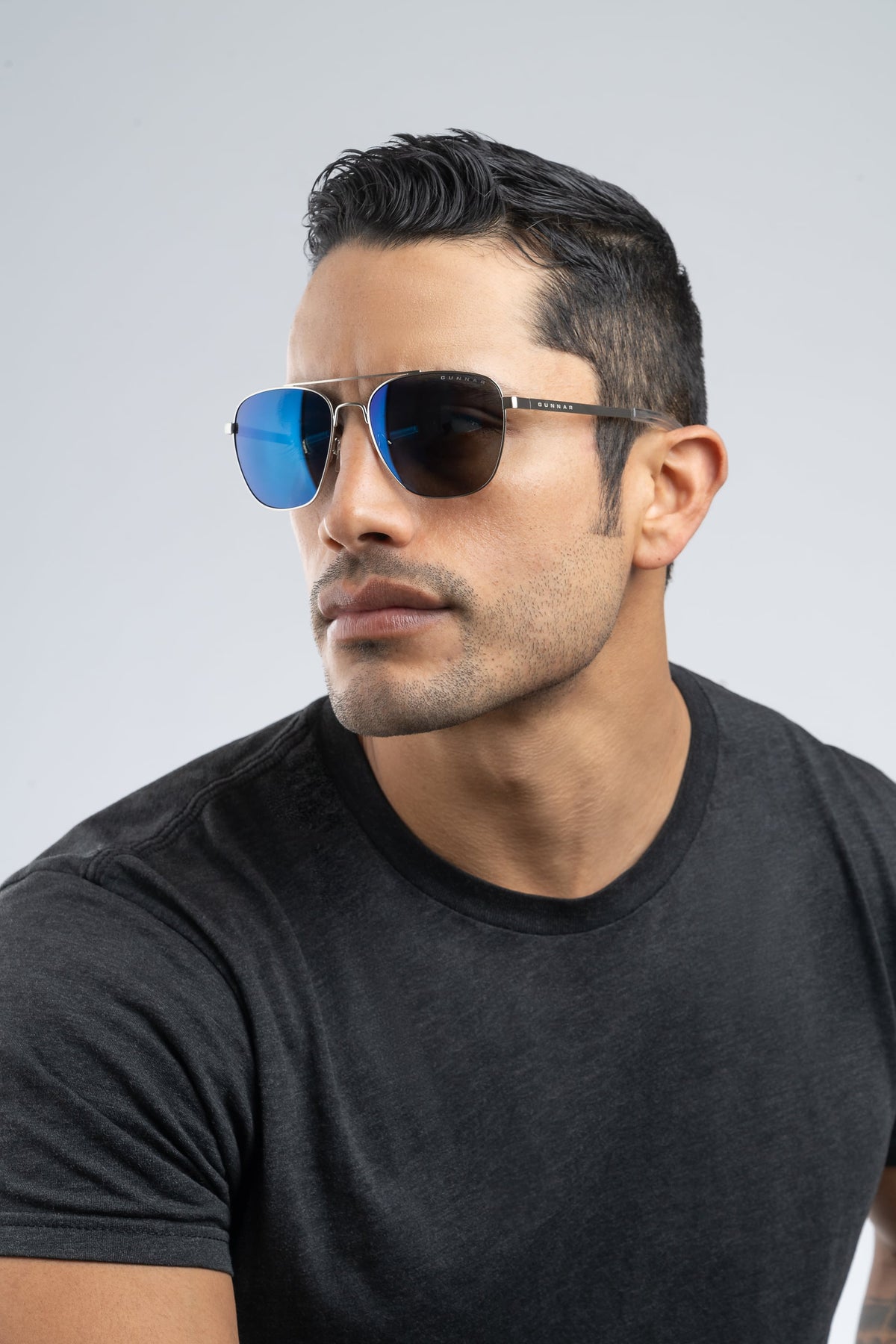 GUNNAR - Mustang Computer Glasses with Blue Light Reduction, Sun Lenses - Chrome