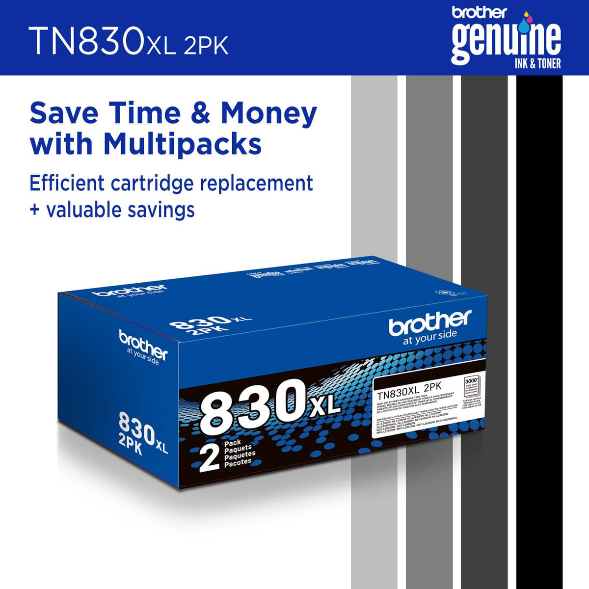 Brother - TN830XL 2-Pack High-Yield Toner Cartridges - Black