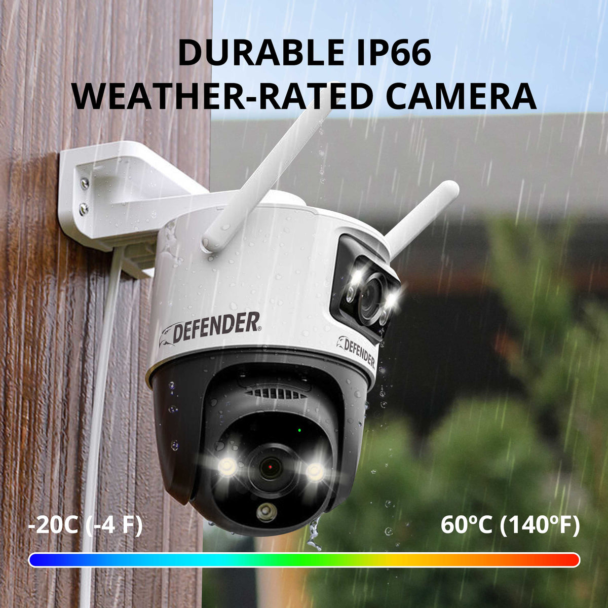 Defender - AI POWERED Guard Pro 3K PLUS Dual Lens PTZ Wi-Fi 6 Plug-in Security Camera - 3 Pack - White