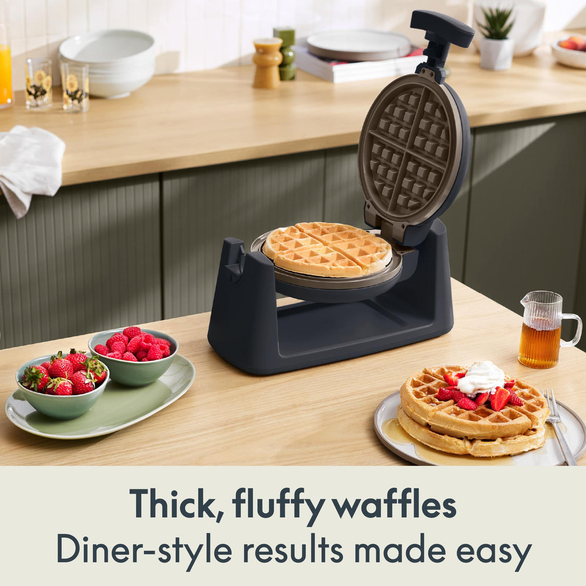 Bella - GOLDEN Rotating Belgian Waffle Maker - Slate