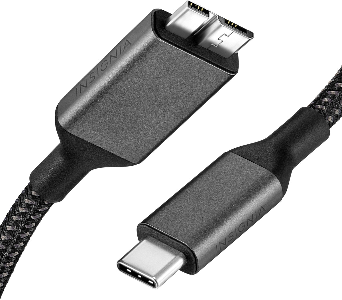 Insignia™ - 3.3 ft. USB-C to Micro-B Hard Drive Cable - Black