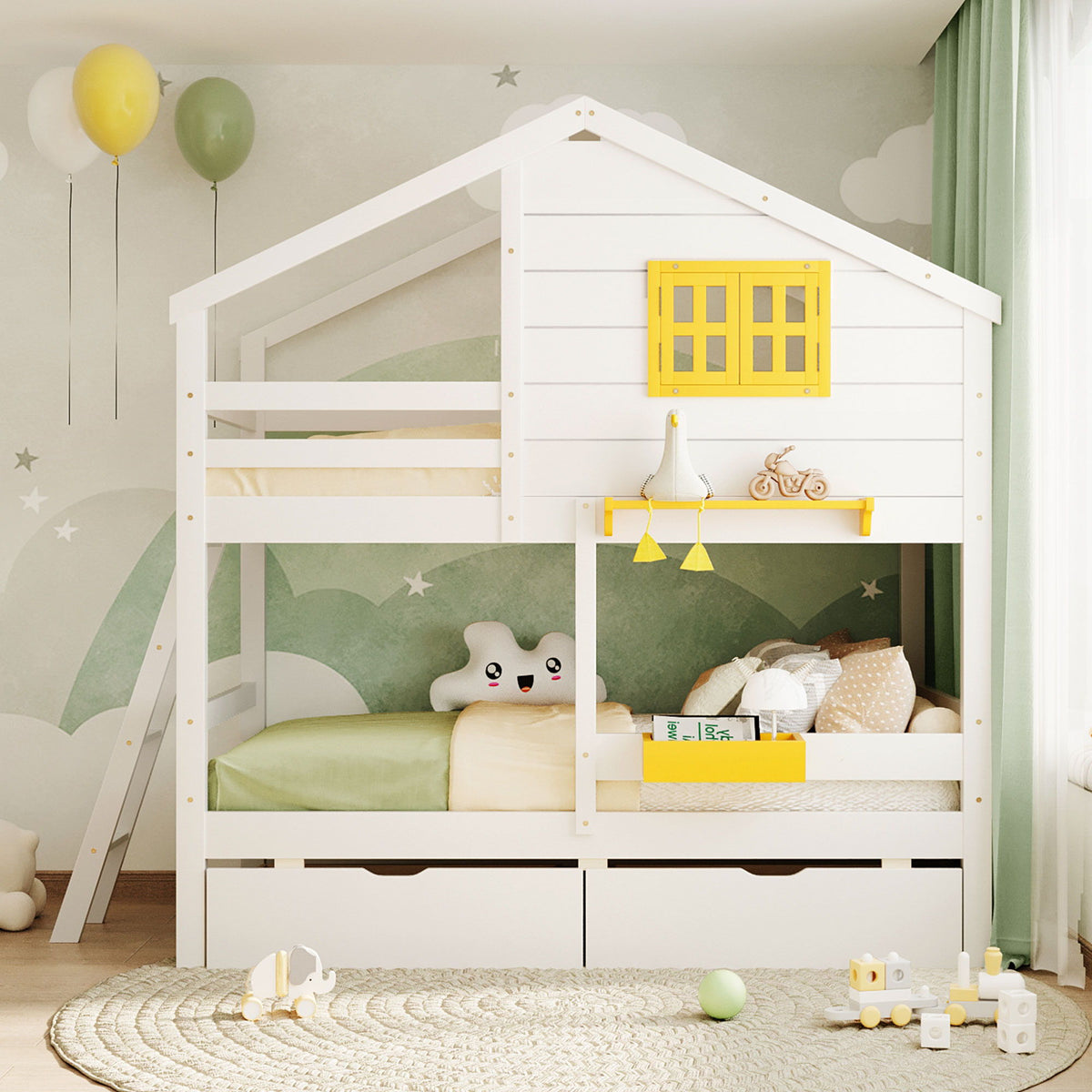 Bunk Bed With Playhouse Roof And Window