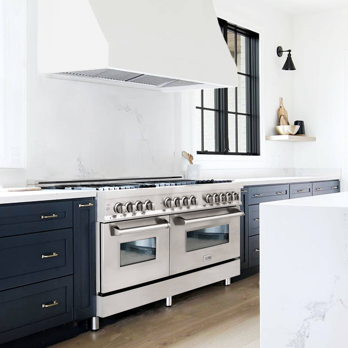 ZLINE - 60 in. Wide 8 Burner Legacy Dual Fuel Range w/ Gas Cooktop & 2 Electric Ovens  (RA-BR-60) - Stainless Steel Look