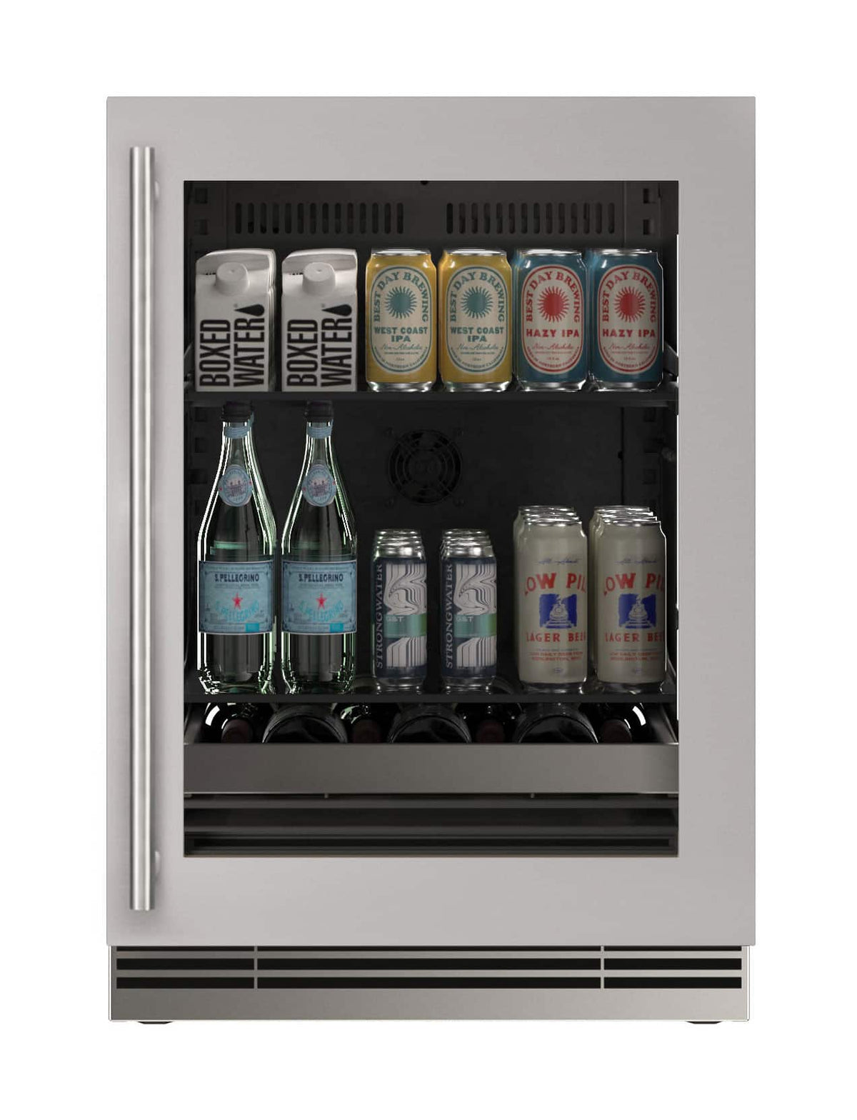 U-Line - 24"W. 5.1 Cu.Ft. Built-In Frame w. Glass Compact Beverage Center - Stainless Steel