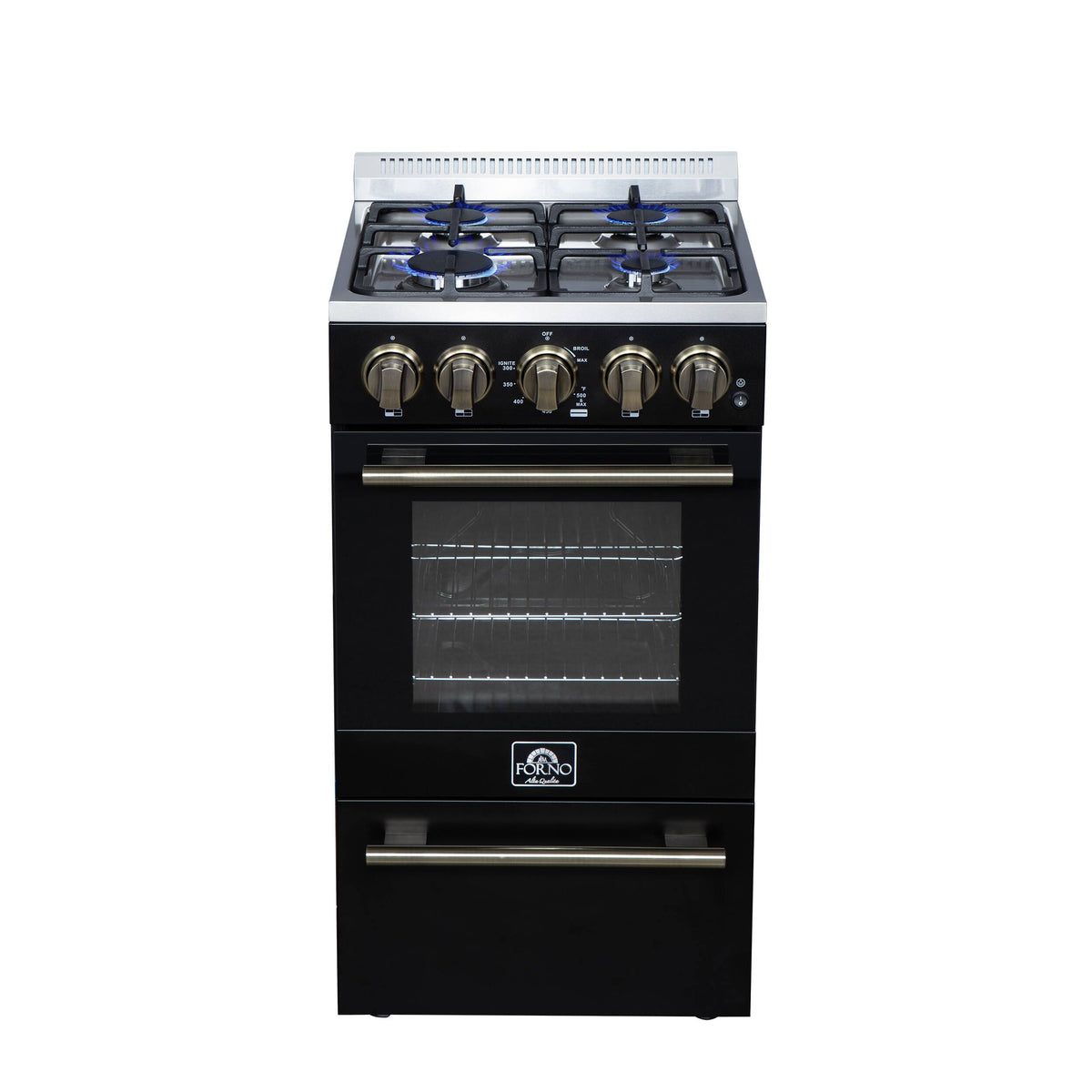 Forno Appliances - 24 in. Wide 4 burner Lamazze 2.05 Cu. Ft. Freestanding Gas Range - Black