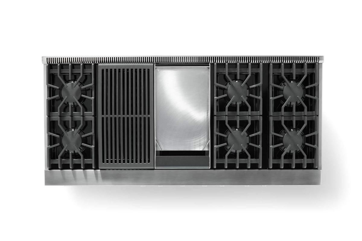 Viking - 60"W. 8 Burner Pro 5 Series 9.4 Cu. Ft. Freestanding Sealed LP Dual Fuel ConvectionRange with Brushed Brass Trim - Martini