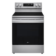 LG - 30-in Wide 6.3 Cu. Ft. Freestanding Electric Convection Smart Range with 4 Elements, Air Fry and WideView Window - Stainless Steel