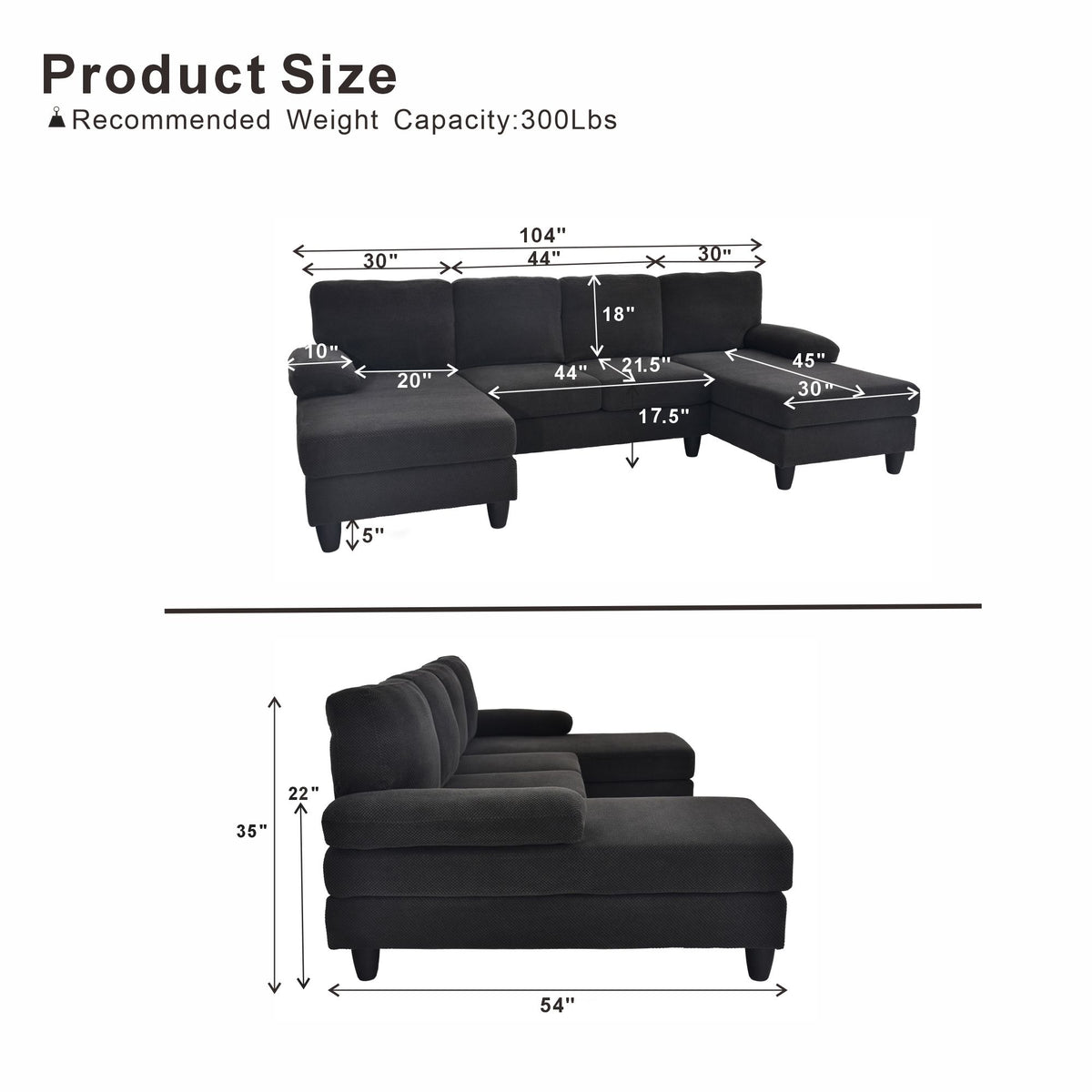 Sofá en forma de U con doble chaiselongue