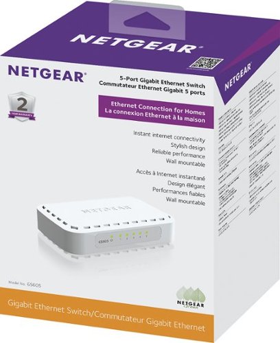 NETGEAR - 5-Port 10/100/1000 Mbps Gigabit Unmanaged Switch - White