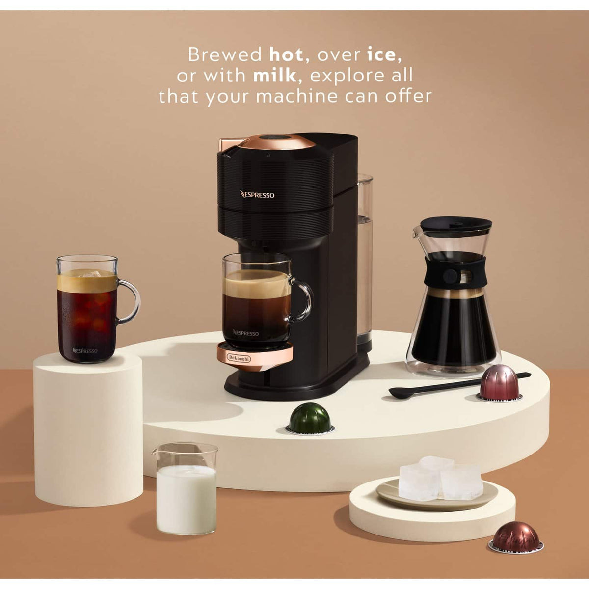 Nespresso - Vertuo Next Premium Coffee and Espresso Maker plus Aeroccino3 Milk Frother in Black - Black Rose Gold