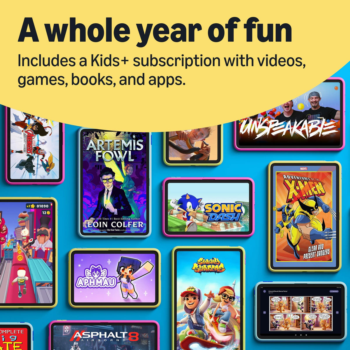 Amazon - Kids Tablet 8 (all-new) ages 6+, 8.7" display, includes 1-year Kids+ content subscription, parental controls - Barbie Club 59