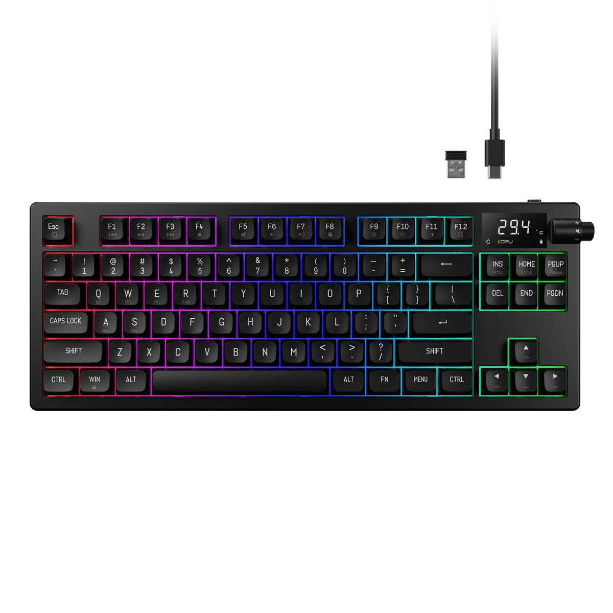 GAMDIAS - HERMES M7 TKL Hybrid Mechanical Red Switch Gaming Keyboard - Black