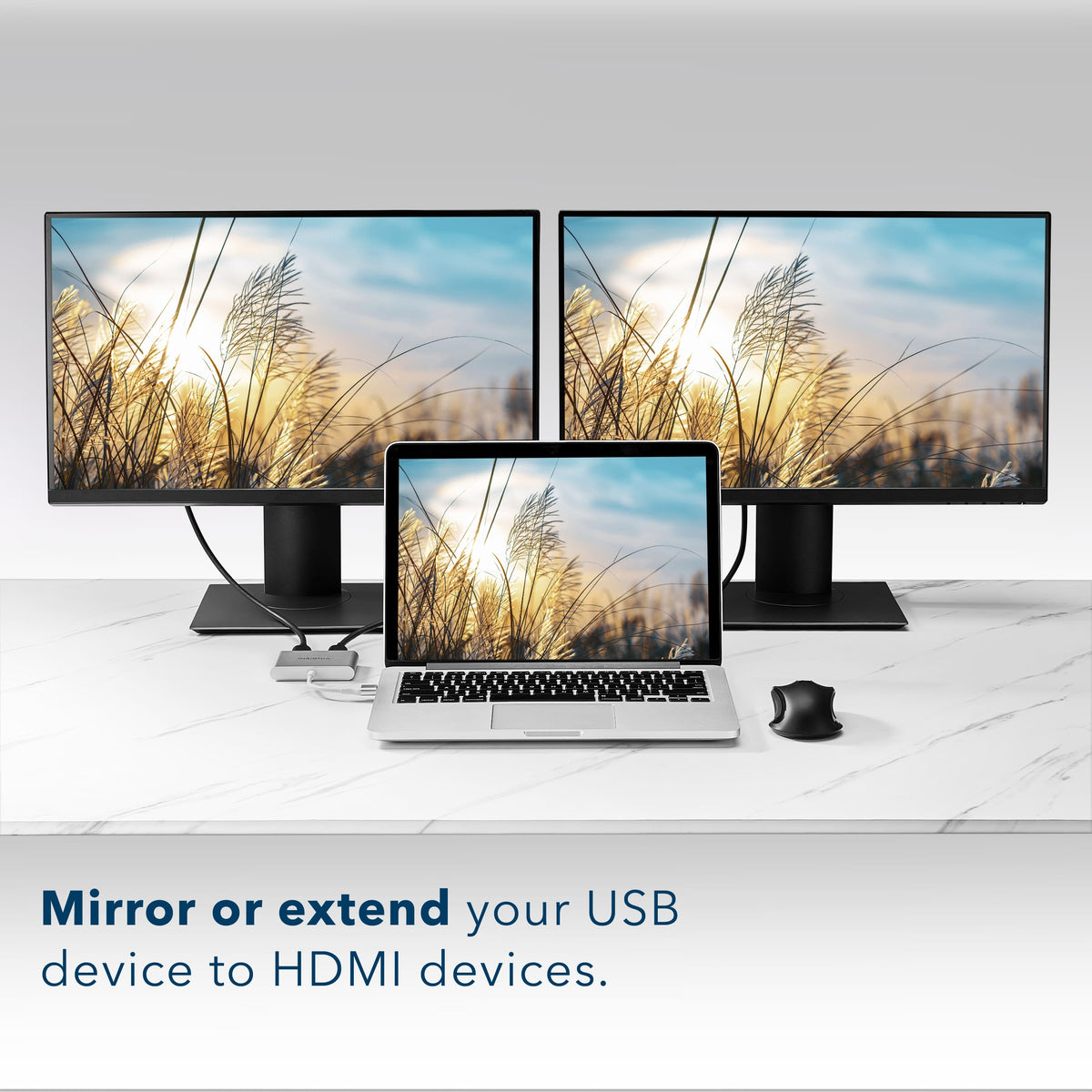 Insignia™ - USB to Dual HDMI Adapter - White