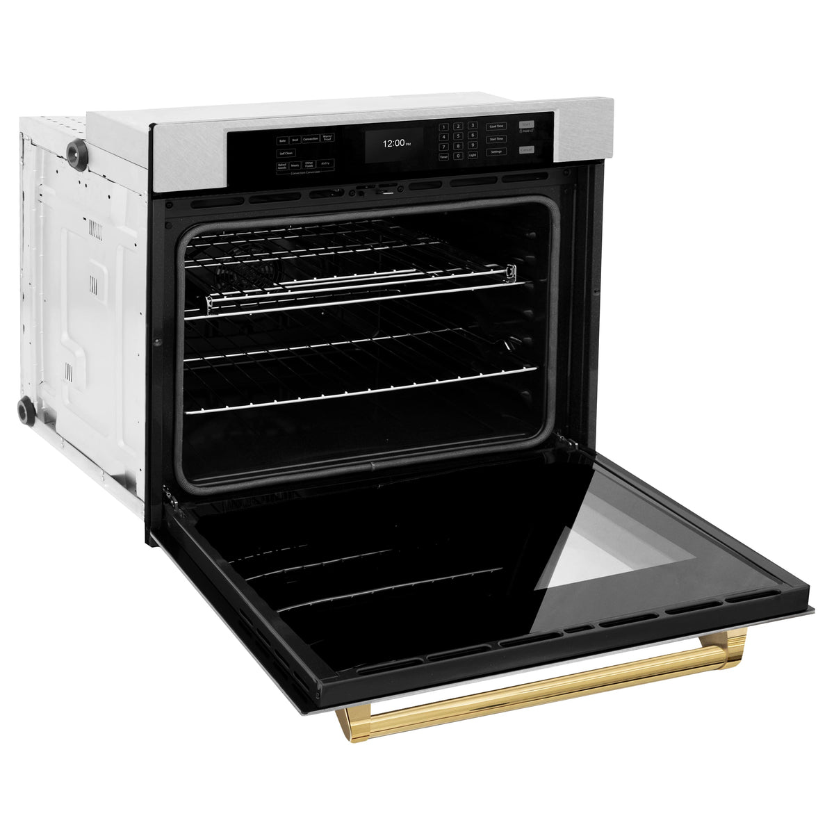 ZLINE - 30 in. Autograph Wall Oven w/ Air Fry w/ Gold Handle - Satin Stainless Steel