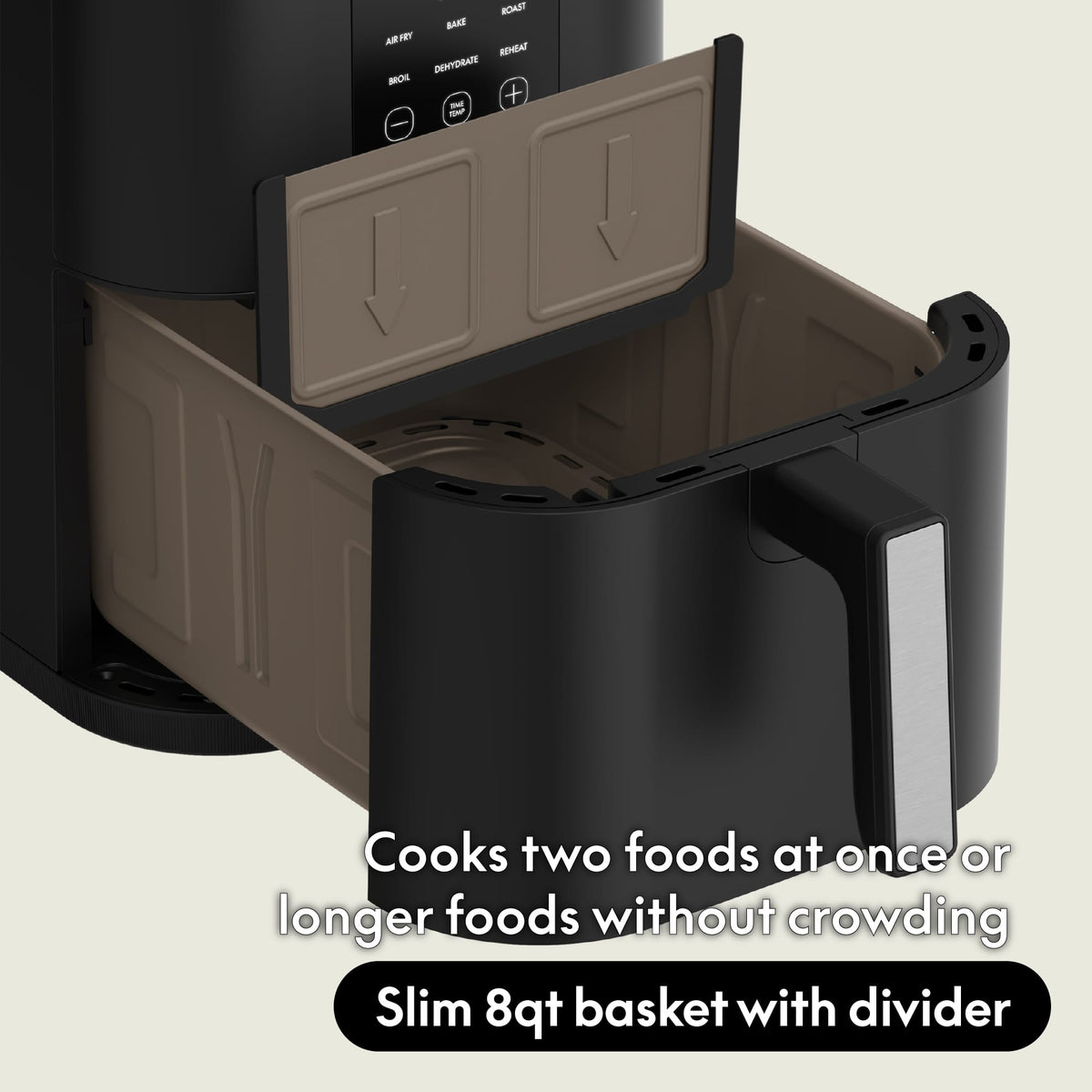 bella PRO - 8-qt. Slim Dual Flex Basket Air Fryer with 6 Easy-to-Use Functions - Black