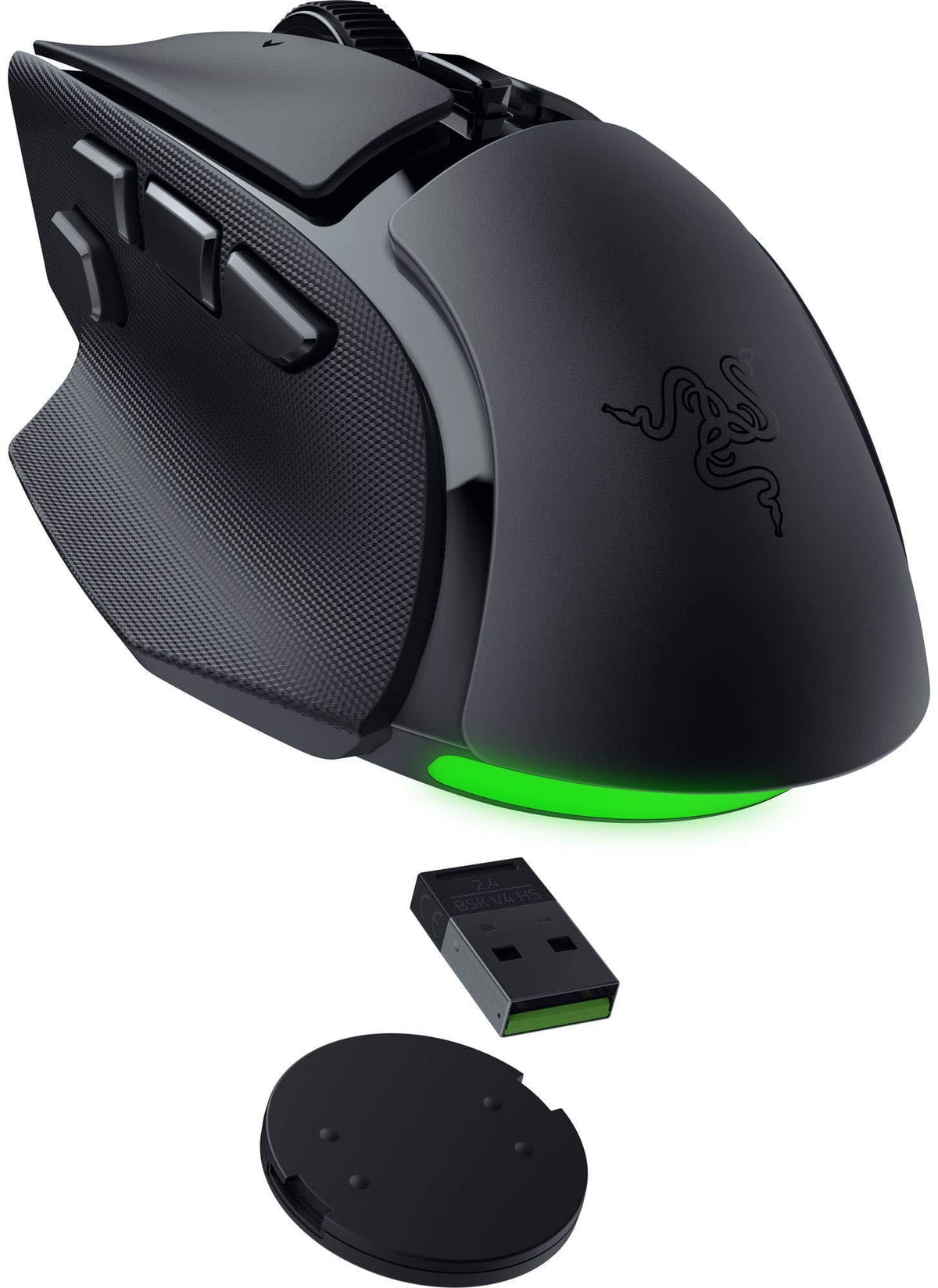 Razer - Basilisk V4 HyperSpeed Ergonomic Gaming Mouse with Chroma RGB Underglow - Wireless - Black