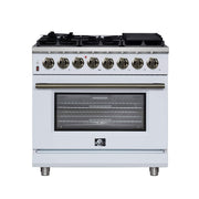 Forno Appliances - 36 in. Wide 6 Burner Massimo 5.36 Cu. Ft. Freestanding Dual Fuel True Convection Range with Air Fryer Basket - White