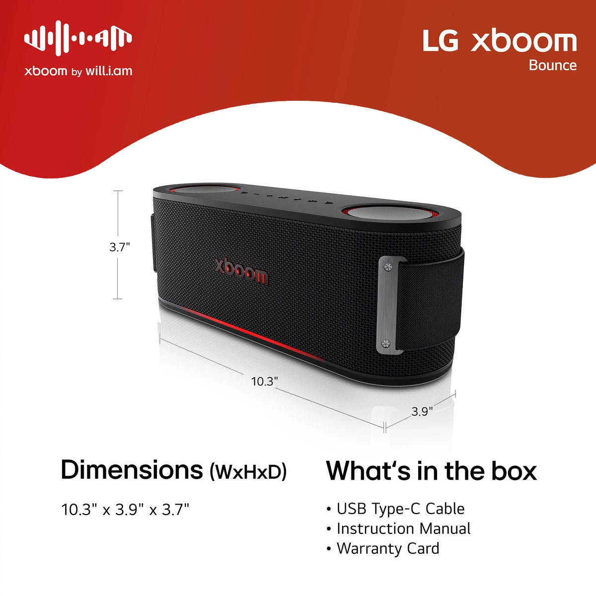 LG - xboom Bounce Portable Bluetooth Speaker - Black