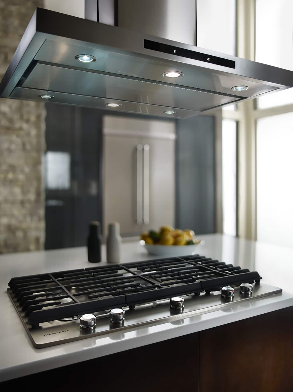 KitchenAid - 30 in. Wide 5 burners Built-In Gas Cooktop - Stainless Steel