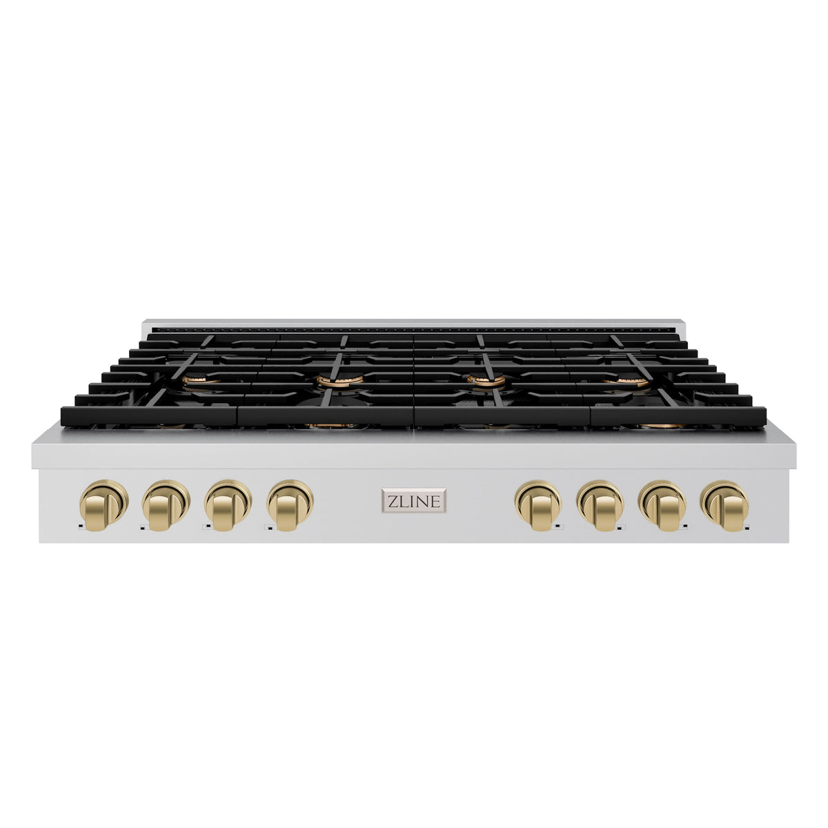 ZLINE - 48 in. Wide 8 Burner AutographParamount Gas Cooktop with Champagne Bronze Accents (SRTZ-48-CB) - Stainless Steel