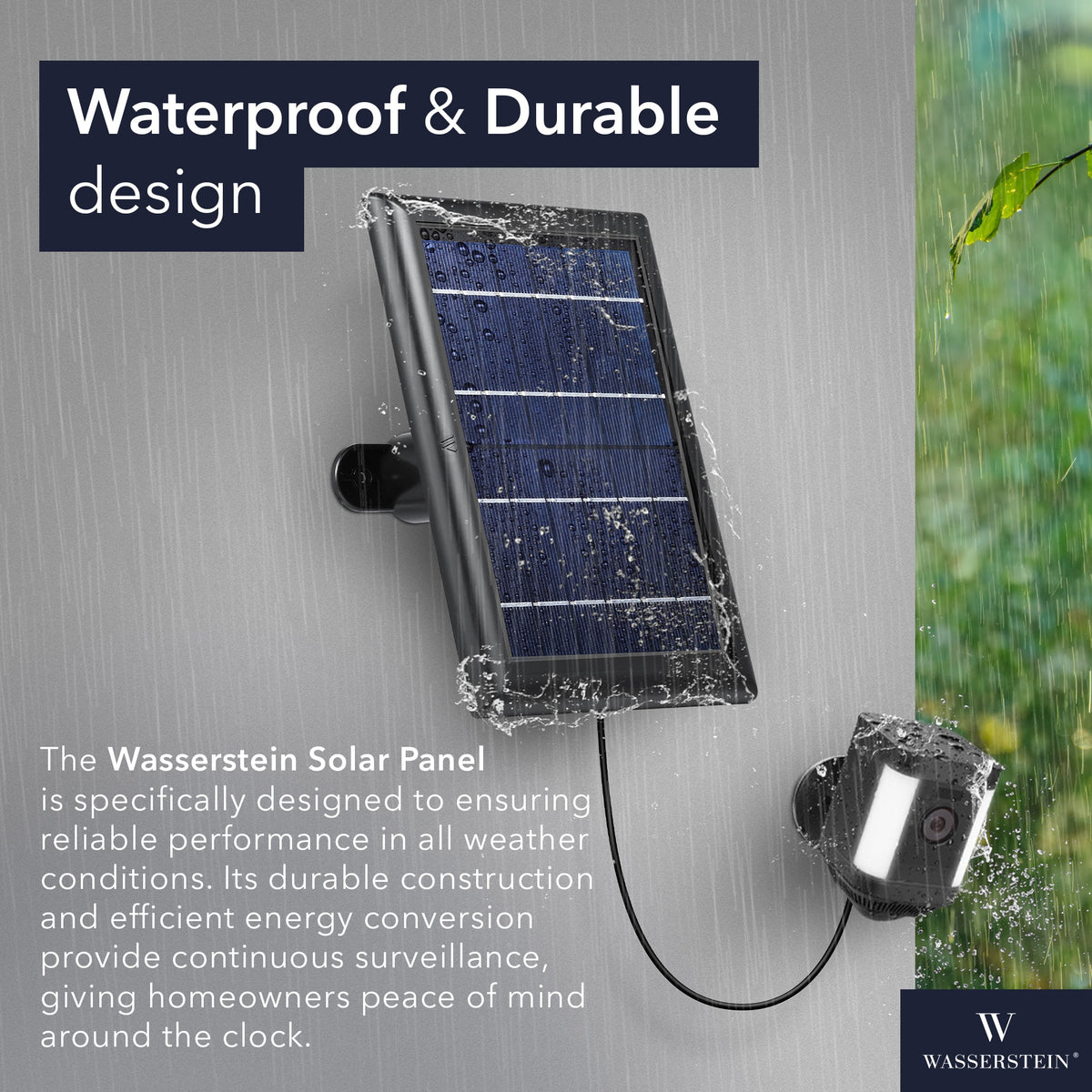 Wasserstein - Solar Panel for Ring Spotlight Camera Battery and Ring Stick Up Camera Battery (2-Pack) - Black