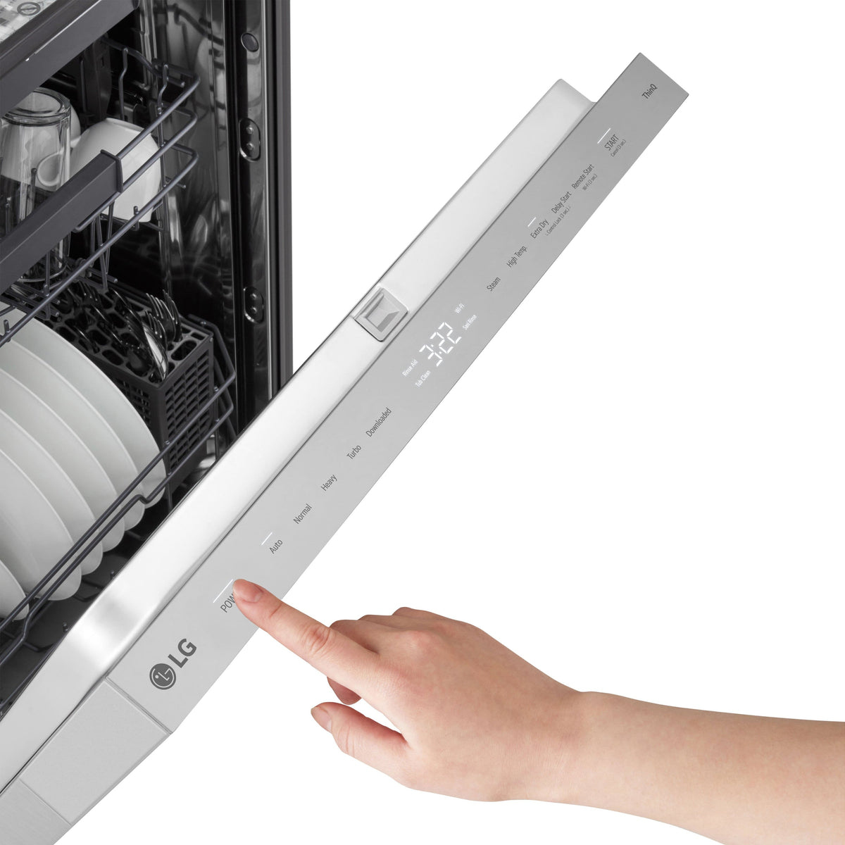LG - FlushFit 24" Top Control Smart Built-In Stainless Steel Tub Dishwasher with 3rd Rack, AutoVent Dry and 46dBA - Stainless Steel