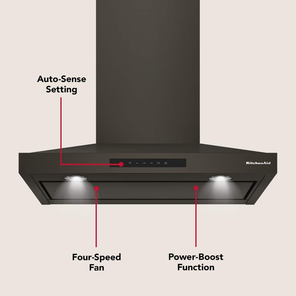 KitchenAid - 30 inches - Recirculating & Convertible - Wall Range Hood - Black Ore