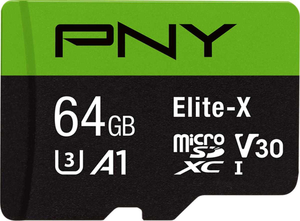 PNY - 64GB Elite-X Class 10 U3 V30 microSDXC Flash Memory Card​