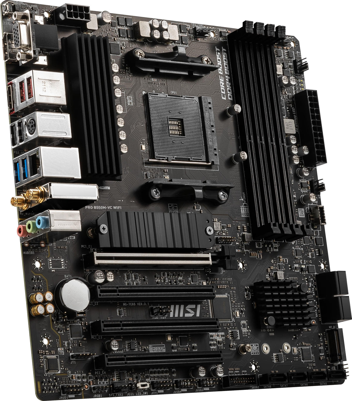 MSI - PRO B550M-VC WIFI (Socket AM4) AMD B550 MATX DDR4 Wi-Fi 6E Motherboard - Black