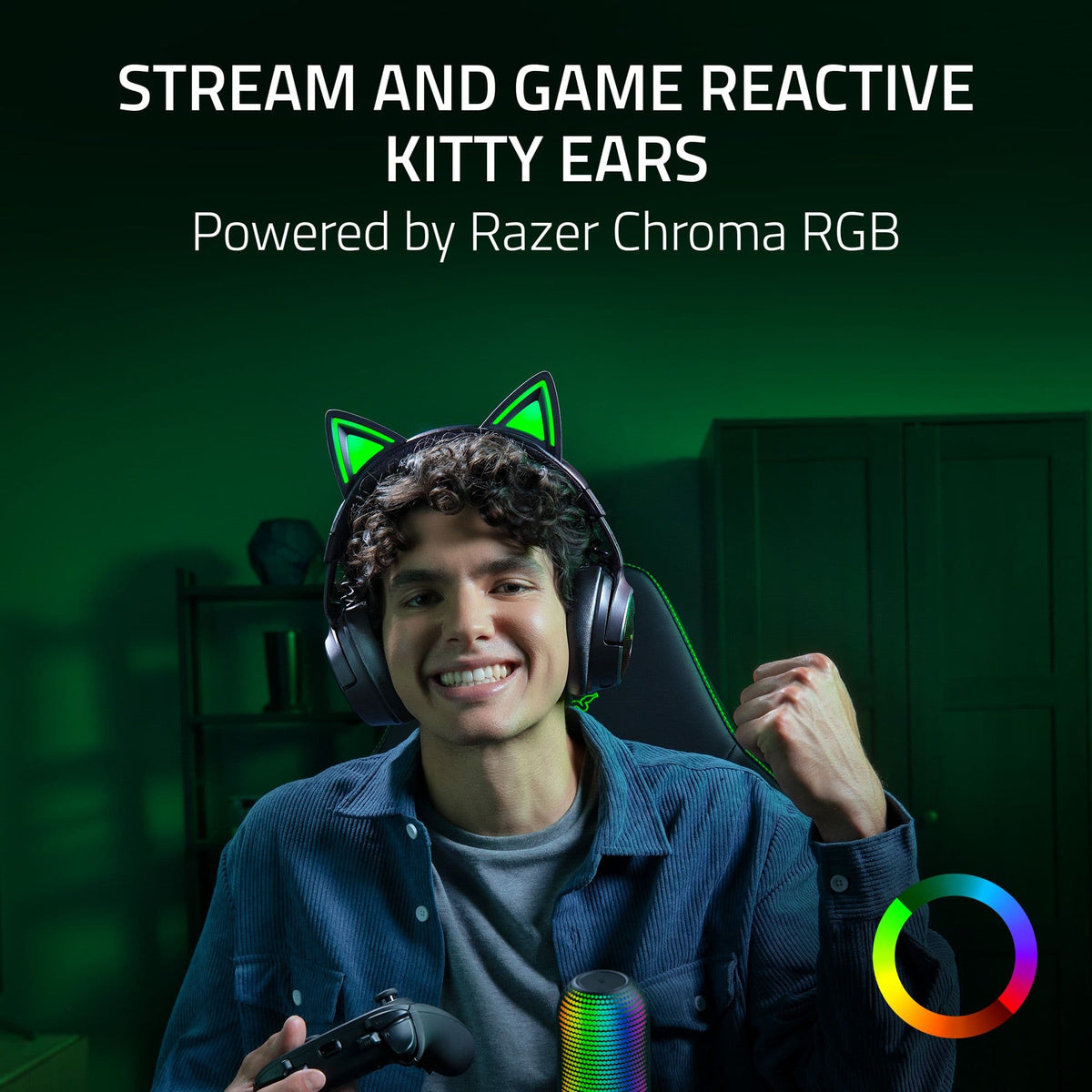 Razer - Kraken Kitty V3 Pro Bluetooth Wireless Over-the-Ear Gaming Headset for PC, Mac, PlayStation, Nintendo Switch, Steam Deck - Black
