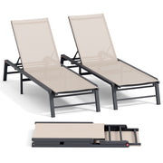 Tumbona de exterior con respaldo ajustable (juego de 2) - Beige